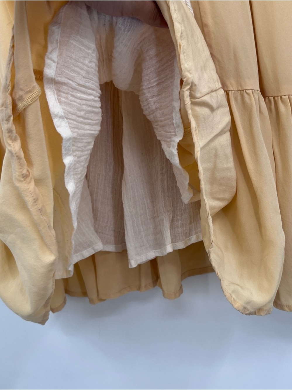 Christy Dawn XS / Small Light Yellow Tiered Long Sleeve Mini Phoenix Dress - Picture 9 of 9